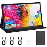 Monitor Portátil, 15.6 Pulgadas Ultradelgado Monitor Portatil Resistente, Altavoces Dual, 100% sRGB Pantalla FHD 1080P...