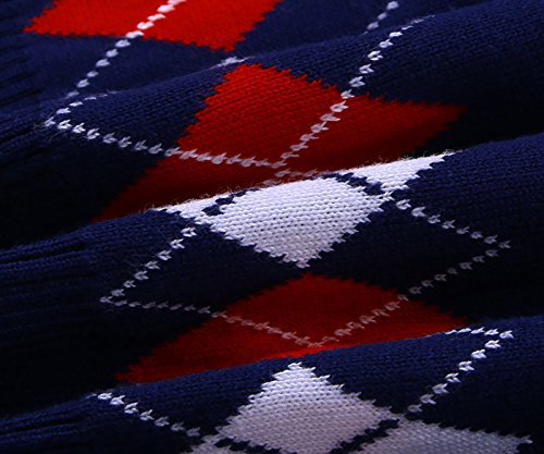 Happy Cherry Kids Sleeveless Sweater Boys V Neck Knitted Vests Plaid Child Knitwear Navy 3-4T #TOP3