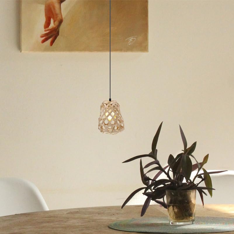 Image of DOITOOL 4-Pack Woven Bamboo Lampshades Rustic Pendant Light Covers 3.5 X 2.8 in Easy Install Compact Lamp Shade Set