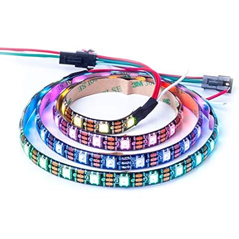 BTF-LIGHTING WS2812E ECO RGB Alloy Wires 5050SMD Individual Addressable 3.3FT 60Pixels/m Flexible Black PCB Full Color LED Pixel Strip Dream Color IP65 Waterproof DIY Projects Only DC5V Cover