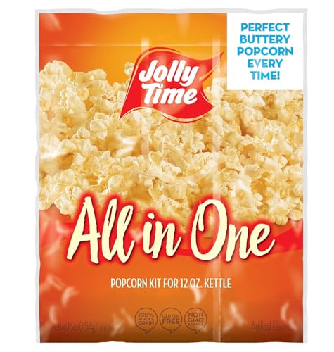 JOLLY TIME All in One Popcorn Kit, Portion Packets with Kernels, Oil and Salt for Movie Theater or Air Popper Machines (12oz Kettle) - image 1
