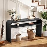 BECHAEO 59-Inch Long Console Table, 2-Tier Thickened Narrow Entryway Table, Farmhouse Console Tables Behind Couch, Retro Industrial Hallway Accent Tables for Living Room, Entrance