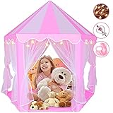 Princess Castle Play Tent for Girls, Large Kids Tent with Lights, Indoor & Outdoor Playhouse Tent...