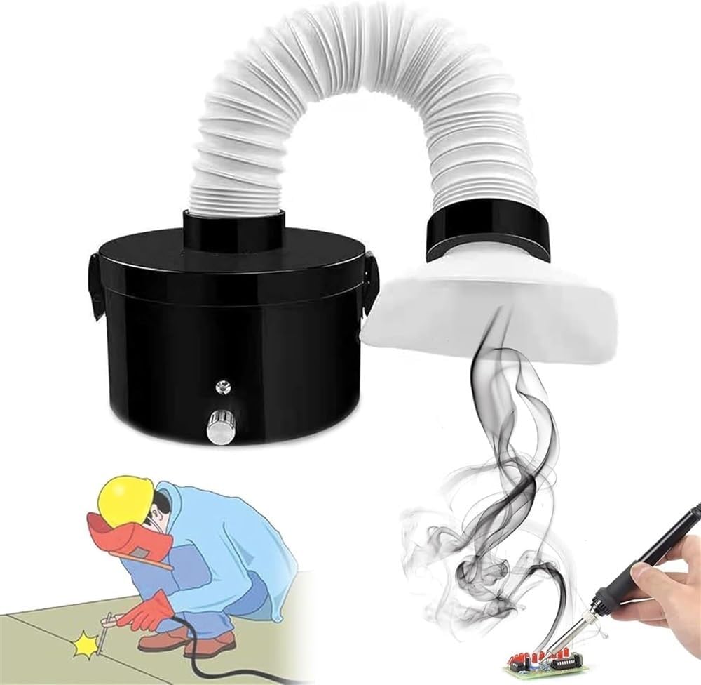 3 Stage Filtration Fume Smoke Absorber Solder Fume Extractor Strong Suction Power Solder Fume Filter for Esd Soldering Station, Manual Welding, Soldering Iron, Cosmetology 100v-240v