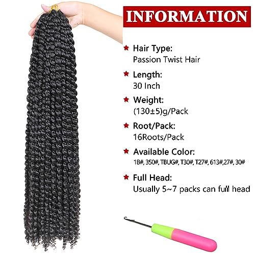 XTREND 30 Inch 7 Packs Passion Twist Hair Bohemian Water Wave Crochet Braids Hair for Butterfly Locs Crochet Hair 16 Strands/Pack Passion Twist Synthetic Braiding Hair Extensions for Black Women - Image 2