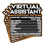 (4Pcs) Virtual Assistant Vinyl Decal Sticker – Nutritional Facts Quote for Laptops, Water Bottles, Cars, Bumpers, Toolboxes – Gift for Coworker, Office, Birthday, Christmas – Waterproof Vinyl Sticker