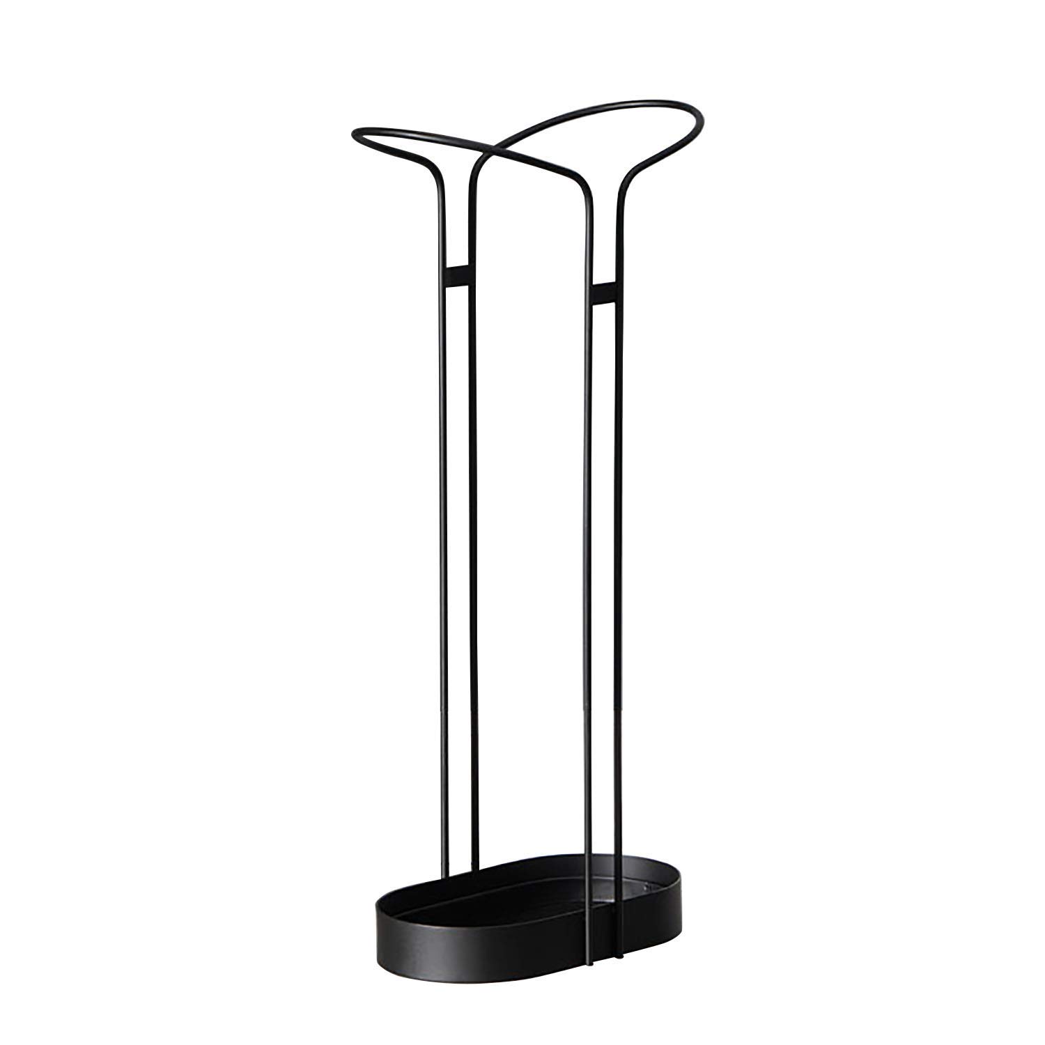 Support de parapluie en métal noir autoportant de 28x60x25cm pour entrée