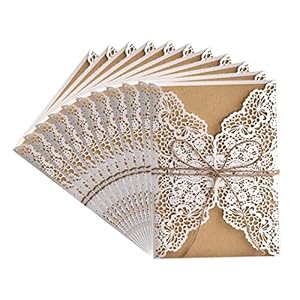 Bruiloft uitnodiging kaart Lace uitnodigingen kraftpapier binnenste vel uitnodiging met hennep touw 50PCS decoratief…