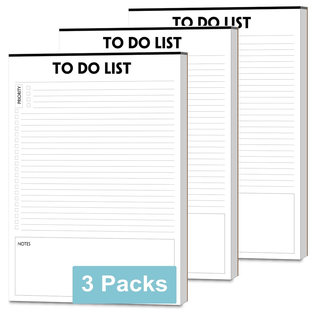 Nokingo (3 Packs) To Do List Notepad - 50 Sheets/Pad, Total 150 Sheets, To Do List Pad with Check List Organizing, Tear Off, Simple Script, College
