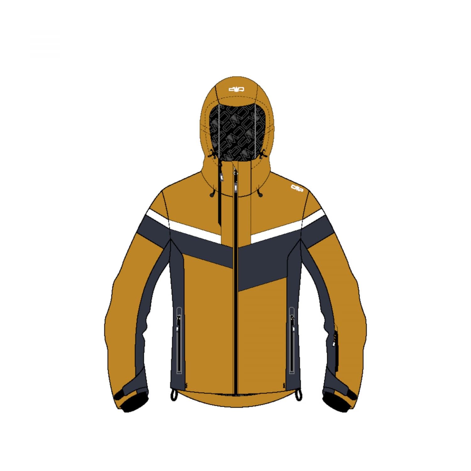 CMP - Man Jacket Fix Hood, Pumpkin, 50
