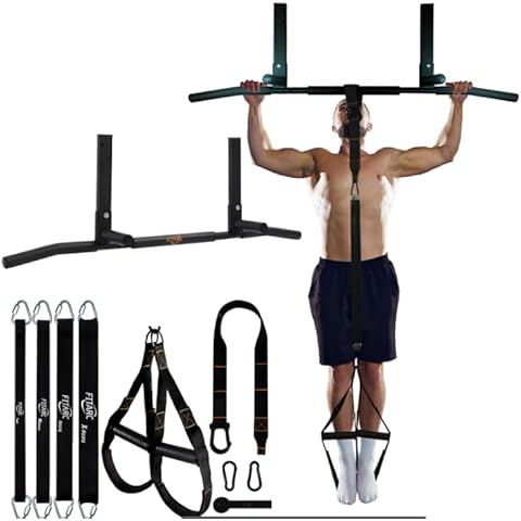 Fitarc Joist Mount Pull Up Bar, Pull Up Assistance Bands Set, 14 Levels of Assistance Up to 300LBS, Chin Up Bar Ceiling Mount, 42 inch Wide Cover