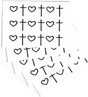 5 PCS Mini Waterproof Temporary Religious Christian Cross Heart Tattoos Black Finger Fake Tattoo Arm Waist Hand Sticker Girl Boy Female Male