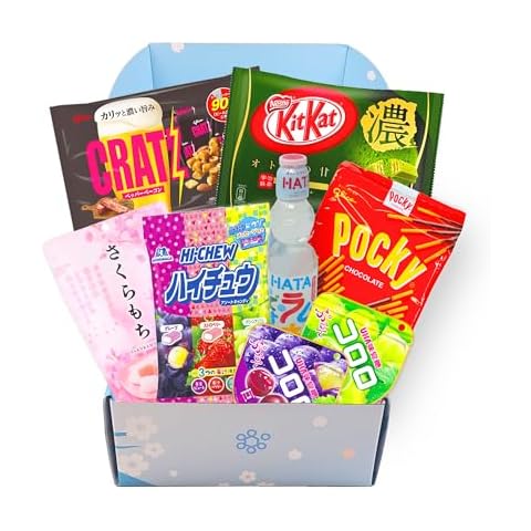 Premium Japanese Candy, Snack & Drink Bundle, 8 Pieces - Matcha Kit Kat, Sakura Mochi, Hi Chew, Pocky, Kororo Gummies, Cratz Pepper Bacon, Ramune Soda Cover