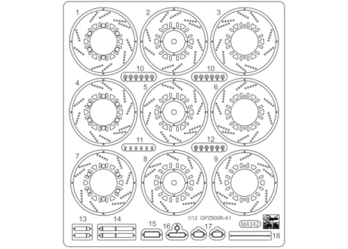 ハセガワ 1/12 カワサキ GPZ900R (A1) 1984 エッチングパーツ プラモデル用パーツ 21778のサムネイル