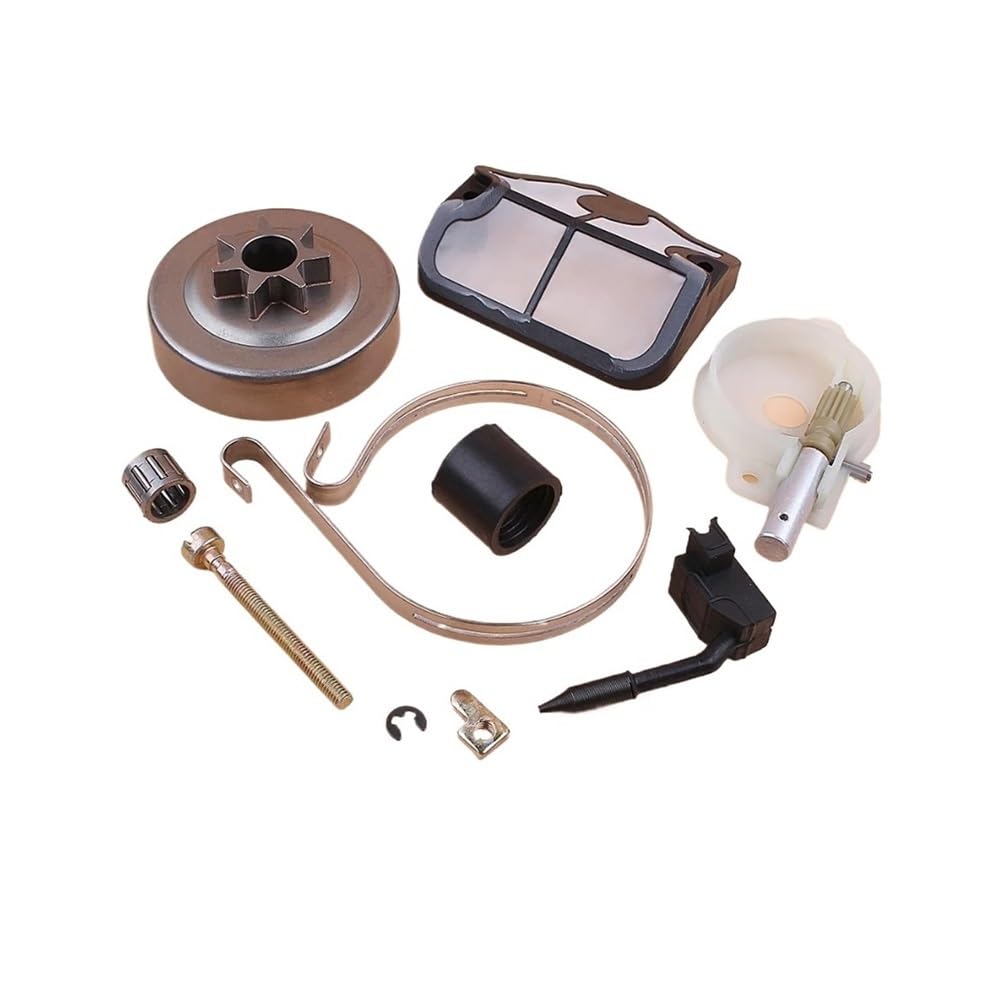 Kit de Embrague, Tambor, Aceite, Tensor de Cadena y Banda de Freno Compatible con motosierras 142, 141, 137, 136, 36 y 41. Repuestos for motosierras.