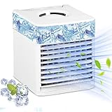Aire Acondicionado Portátil, 4 en 1 Mini Enfriador de Aire con 3 modos de velocidad del viento, mini humidificador de aire con enfriador Pequeño USB con 7 Colores LED para el Hogar Oficina