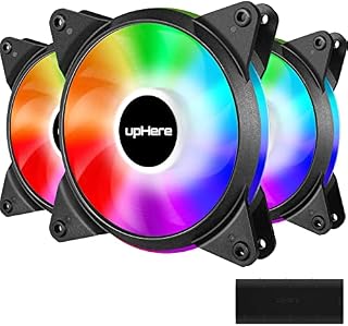 upHere 5V PWM ARGB LED 120mm Case Fan For PC Cooling super Silent 5V 3 Pack-Supports ASUS Aura Sync/GIGABYTE ARGB Fusion/MSI Mystic Light Sync/AsRock Polychrome Sync-T7SYC7-3
