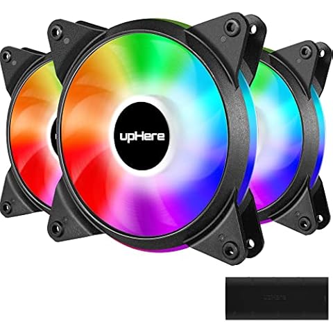 upHere 5V PWM ARGB LED 120mm Case Fan For PC Cooling super Silent 5V 3 Pack-Supports ASUS Aura Sync/GIGABYTE ARGB Fusion/MSI Mystic Light Sync/AsRock Polychrome Sync-T7SYC7-3 Cover
