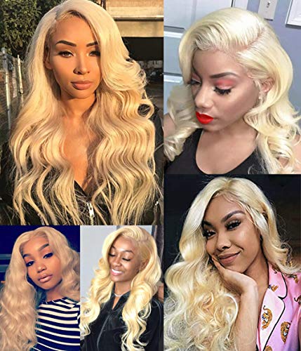BEAUFOX Hair 613 Blonde Human Hair Body Wave Bundles With Frontal Brazilian Body Wave 3 Bundles 100% Ear to Ear Virgin Hair With Lace Frontal (24 26 28+20, 613)
