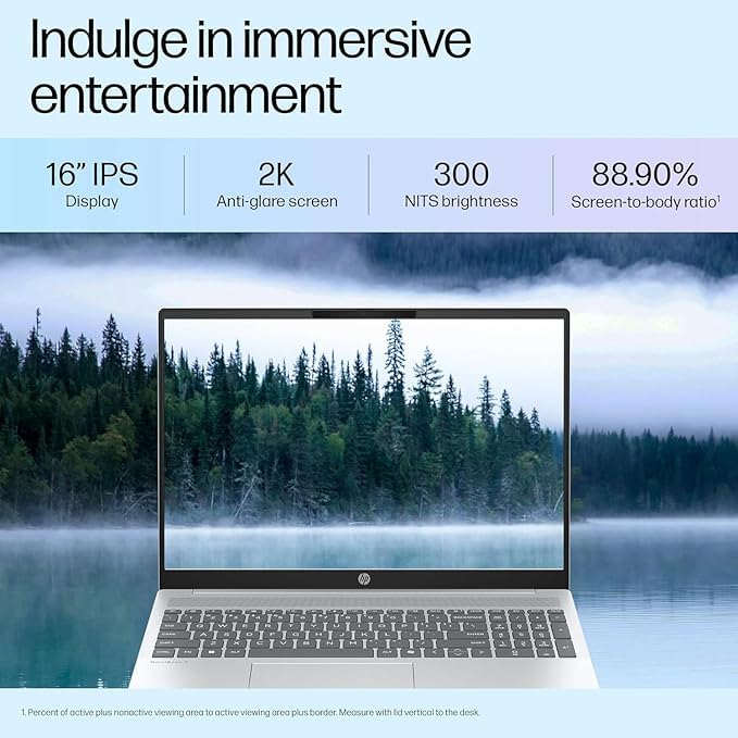 Image of HP OmniBook 5 (Previously Pavilion),13th Gen Intel Core i5 1334U (16GB LPDDR5X,512GB SSD) 2K, WUXGA,IPS,300 nits,16'' /40.6cm Touchscreen, Win11, M365, Office24, Silver,1.79kg,ba1789TU,IR Camera Laptop