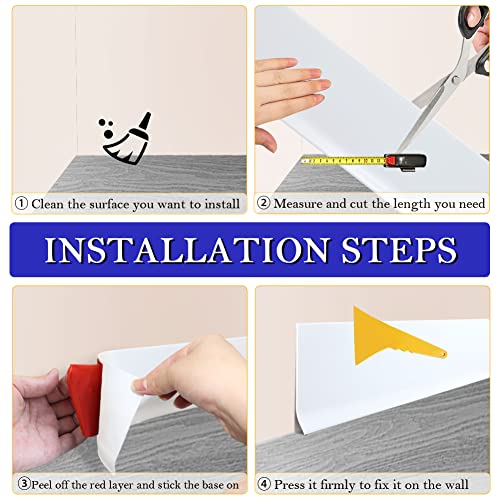 Zócalo flexible de vinilo blanco autoadhesivo de 4 pulgadas para base de pared de goma 4