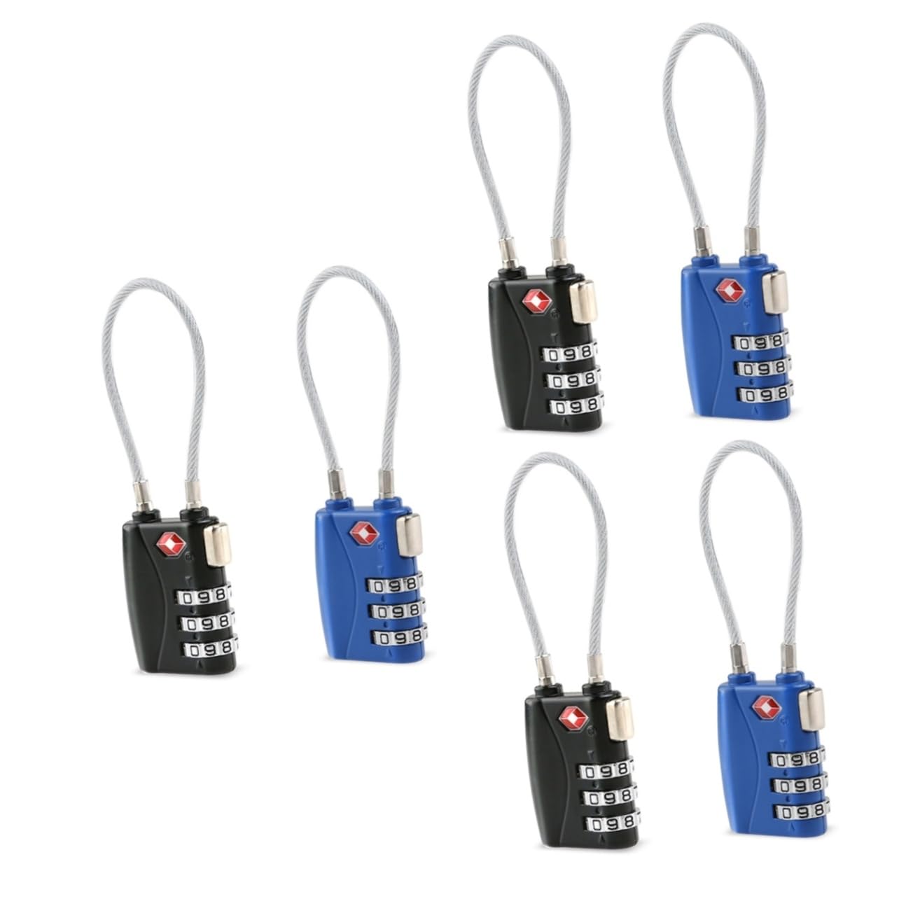 OSALADI 6 piezas Candado Tsa Aprobado para Equipaje Combinación de Dígitos Candados de Seguridad Zinc Duradero Colores Negro y Azul para Maletas y Mochilas