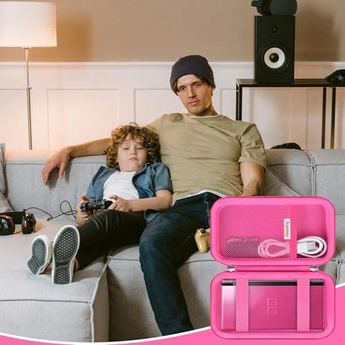 Image of Supmay Carrying Case for GAMPLAE Handheld Game for Kids, 258 Retro Video Games Portable Gaming Player Storage Holder Travel Bag with Mesh Pocket for 3 Game Cards, Earphone,USB Cable, RoseRed