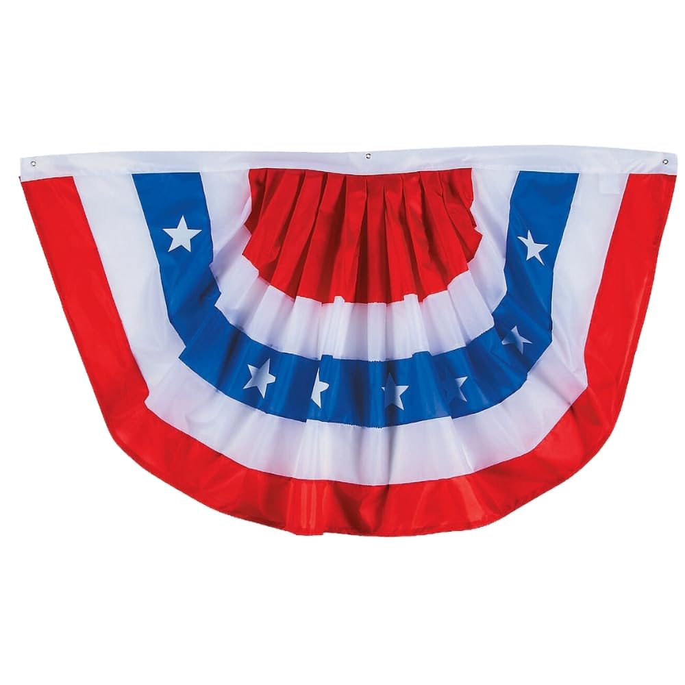 Fun Express 39" x 22" USA American Pleated Fan Flag Bunting for Fourth of July | Perfect Outdoor Home Decor | Vibrant Banners, Great for Memorial,