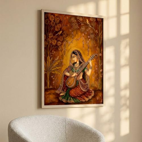 Image of kotart Madhubani Art Wall Painting Traditional Home Decoration With Frame For Living Room Bed Room Hotel Wall Decor Digital Reprint (13X17 inch)