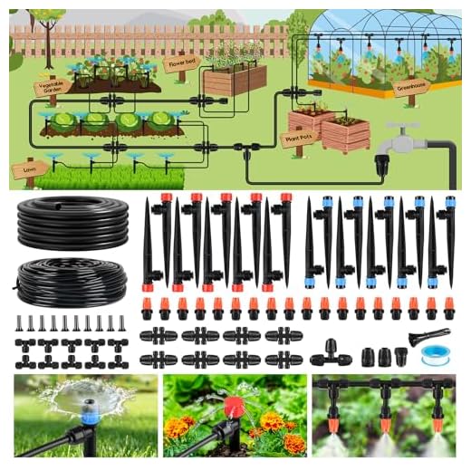 240FT Drip Irrigation System for Garden, 2025 Upgraded Quick-Connect Automatic Garden Watering System with 1/2" & 1/4" Tubing and Adjustable Nozzle Emitters for Greenhouse, Yard, Lawn, Raised Bed