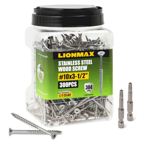Image of LIONMAX #10x3-1 /2 Inch 304 Stainless Steel Deck Screws, Wood Screws, 300PCS