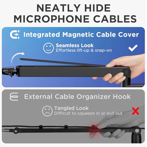 InnoGear Microphone Boom Arm, 360° Rotatable Low Profile Mic Stand with Magnetic Cable Management Desk Mount for Fifine AM8 K669B Blue Yeti HyperX QuadCast SoloCast AT2020, Black - Image 4