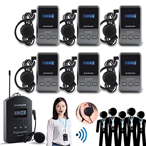 EXMAX EX-200N Sistema inalámbrico de guía turística UHF con transmisor manos libres y 200 canales miniatura 1