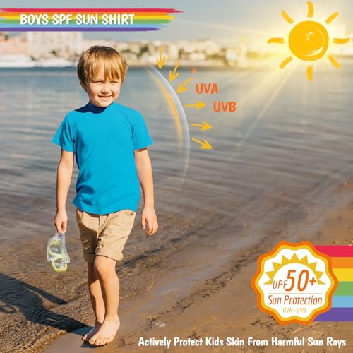 Boy's UPF 50+ Rash Guard Swim Shirts Short Sleeve Sun Protection SPF Fishing Surfing Water Beach Shirts Quick Dry2