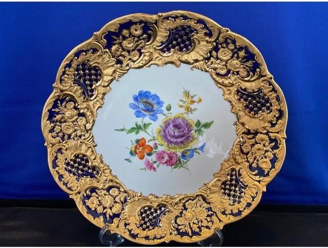 MEISSEN - マイセン　ゴールドギルト　コバルト　キャビネットプレート　六ツ花　1級品 マイセン ゴールドギルト コバルト キャビネットプレート 六ツ花 1級品