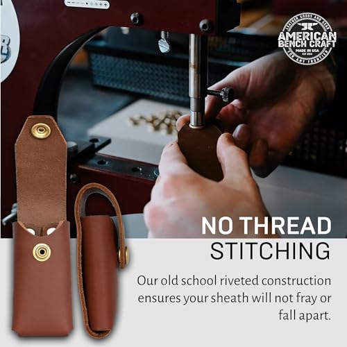 Riveted Leather Multitool Sheath for Leatherman Surge, Super Tool 300, CORE (Brown) - Full Grain Leather Belt Tool Holder - Multi Tool Holster w/Solid Brass Rivets - Thumbnail 7