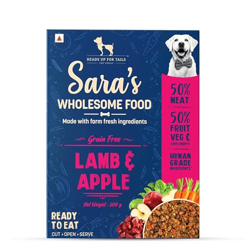 Image of Sara's Wholesome by HUFT Grain-Free Lamb & Apple Dog Wet Food - 300 gm (Pack of 14) | Value Pack | Human Grade Ingredients | Gluten Free | Balanced Nutrition for All Life Stages