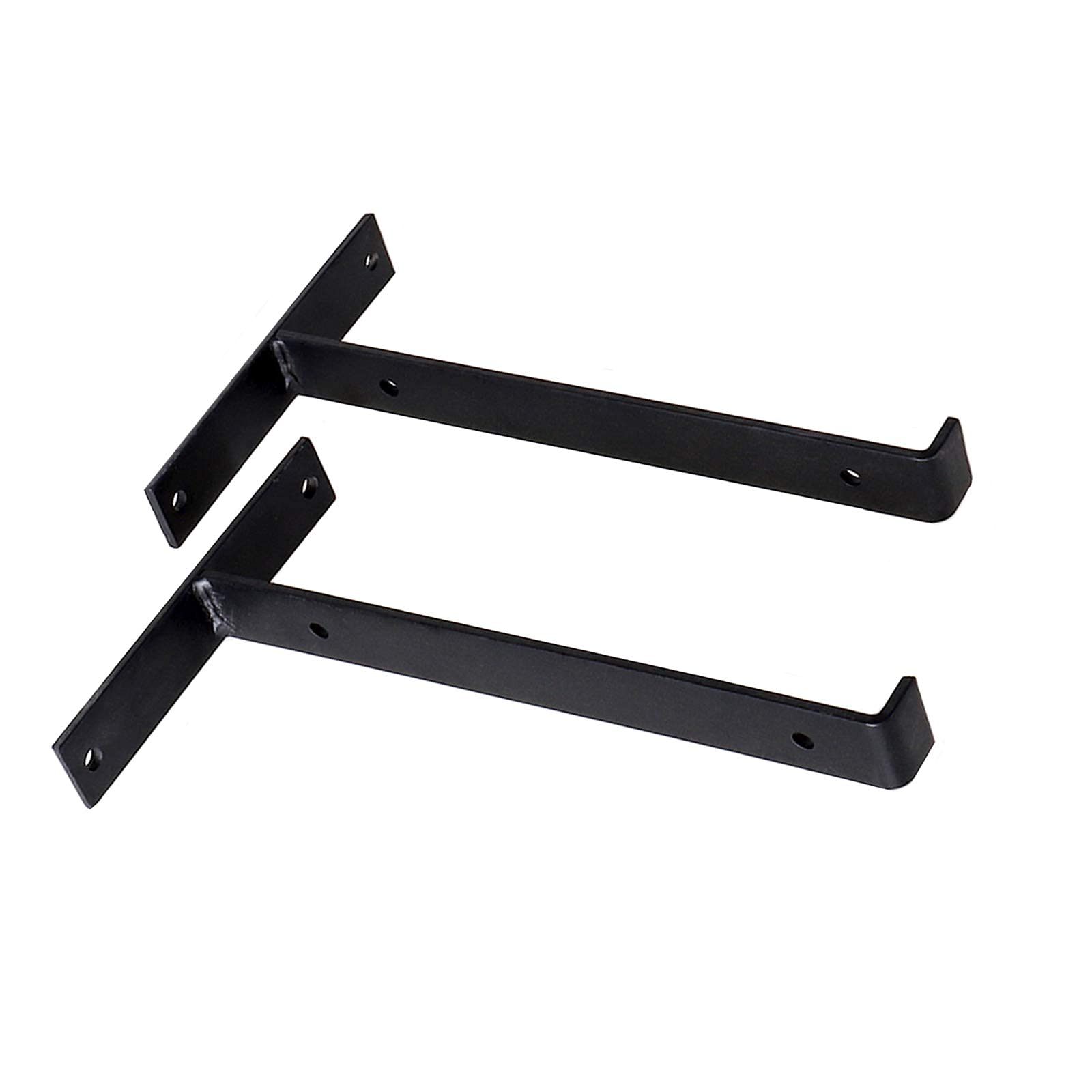 Supports d'étagère de support flottant noir en fer avec lèvre antichute