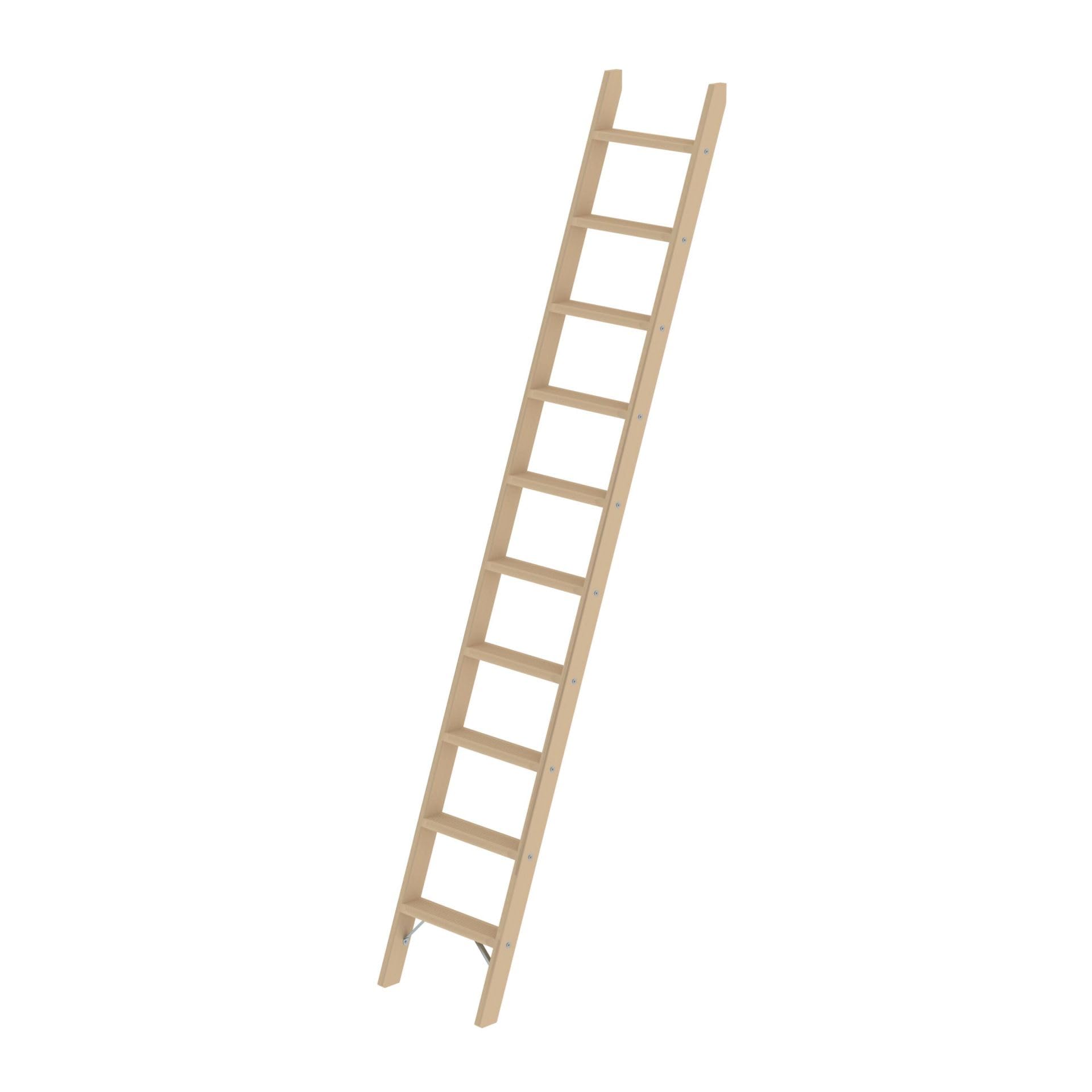 PROREGAL Stufen-Anlegeleiter Holz ohne Traverse | 10 Stufen | Leiter, Teleskopleiter, Trittleiter, Bockleiter, Sprossen-Doppelleiter