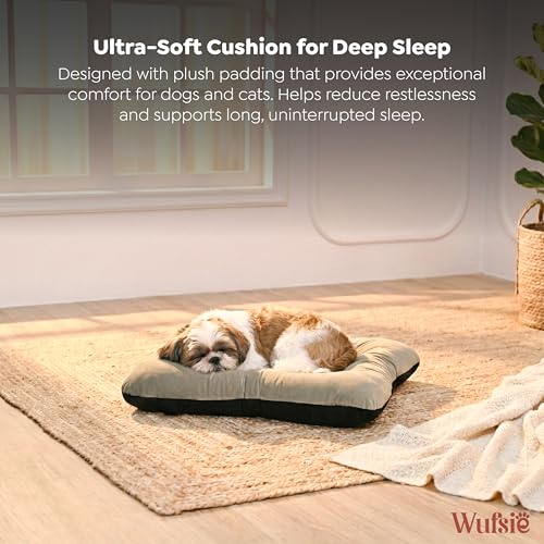 Image of Dog Bed Small Size 60 x 70 cm | Reversible Premium Velvet Black & Cream Pet Bed | Soft, Washable & Durable Bed for Dog and Cat for Everyday Comfort & Relaxation