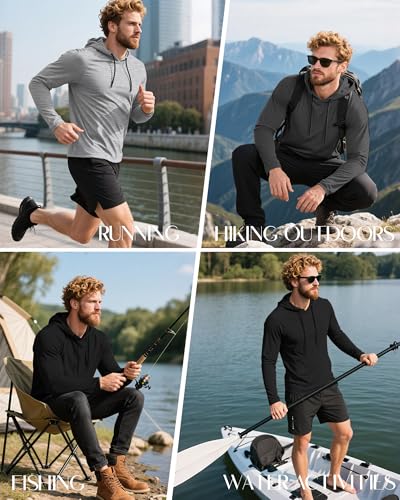 Ficerd 3 Pack Hoodies for Men Big and Tall, Lightweight Long Sleeve Workout Gym Running Fishing Pullover Hooded Sweatshirts3