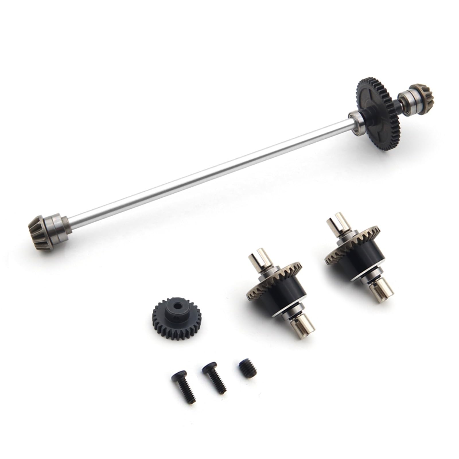 RC Antriebswelle Für WLtoys 1/14 144010 144001 144002 RC Autoteile Metall-Upgrade 27T Motorgetriebe Zentralantriebswellenbaugruppe Übertragungswelle Zubehör(Silver,Set B)
