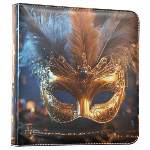 Álbum de fotos autoadhesivo bricolaje con máscara de carnaval dorada, 3 anillos, 40 páginas, 8x10 para recuerdos miniatura 1
