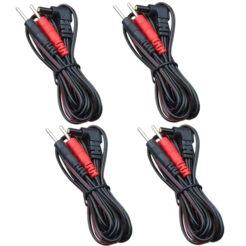 Image of 4 Packs TENS Lead Wires Replacement with Upgraded Durability Compatible with TENS 7000, Nicwell Care, VOVOU Universal Electrodes Wires Cables with 2.35mm Shielded Plug, Standard 2mm Pin Connectors
