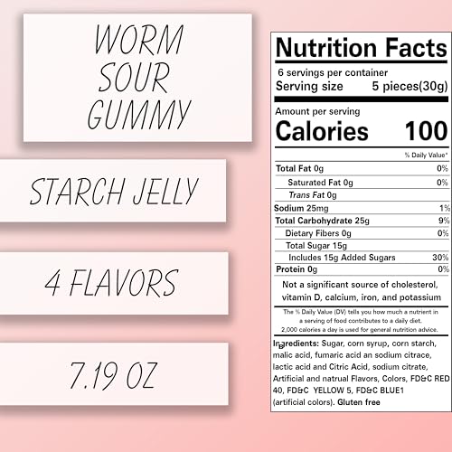 Sour Jelly Worms 7.19 oz. 4 sabores surtidos miniatura 2