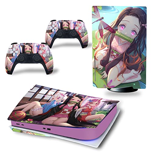 FXCON Para PS5 Skin Disc Edition Anime Console Controller Vinyl Cover Skins Wraps para PS 5 Disc Version 11736 Free Burbujas Cover