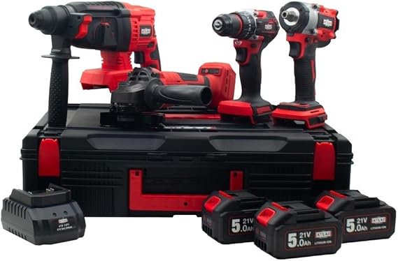 Attlas ATB 21 4’lü Kombo Set (Kömürsüz Motor) – A0104171, Darbeli Matkap + Kırıcı/Delici + Avuç Taşlama + Somun Sıkma, 21V