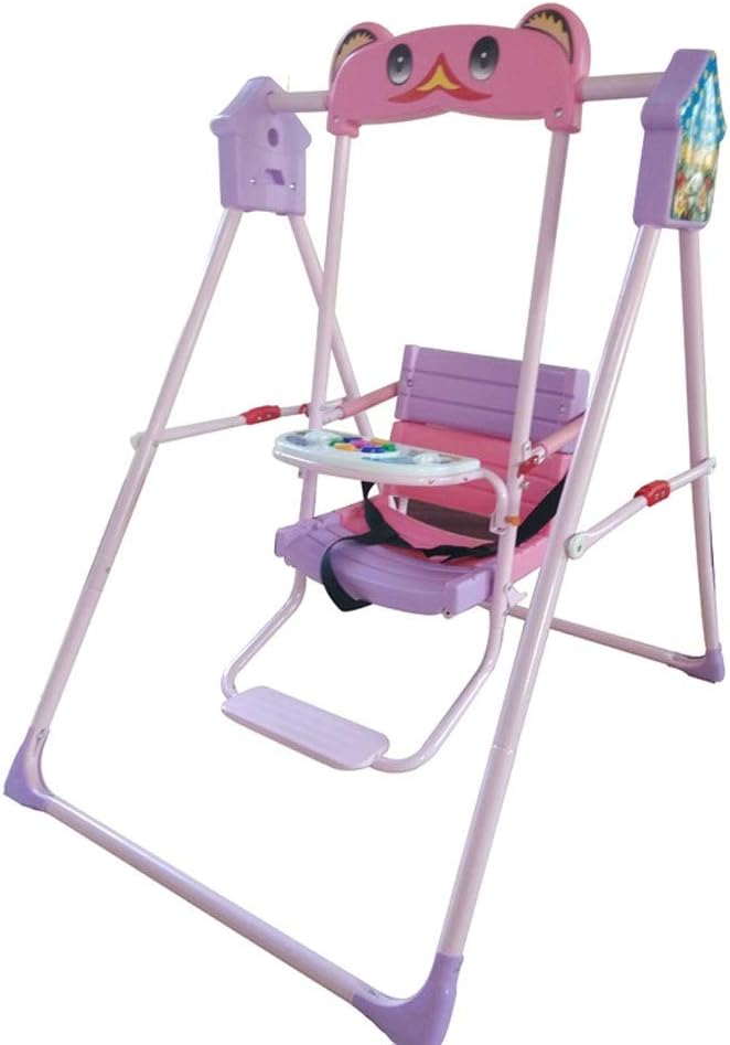 Love lamp Outdoor Swing Children's Swing Indoor and Outdoor Baby Rocking Chair Hanging Chair Home Children's Swing Multi-function Folding Child Seat Toy (Color : Pink)