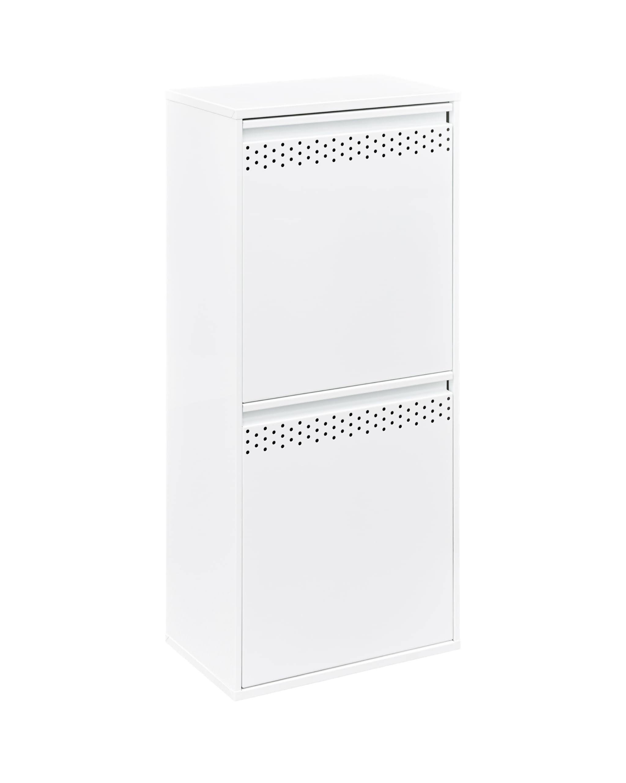 ARREGUI CR401-RP Cesto Ropa Sucia Doble | Mueble para la Colada de 2 Compartimentos con Cestos de Tela para Clasificar la Ropa Sucia | Acero | 90,2 x 40,2 x 24,4 cm | blanco