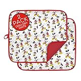Disney Dish Drying Mats for Kitchen Counter (2 Pack) – 16' x 18' Absorbent Kitchen Drying Mats for Dishes – Mickey & Minnie, Winnie the Pooh, & Stitch Dish Mats
